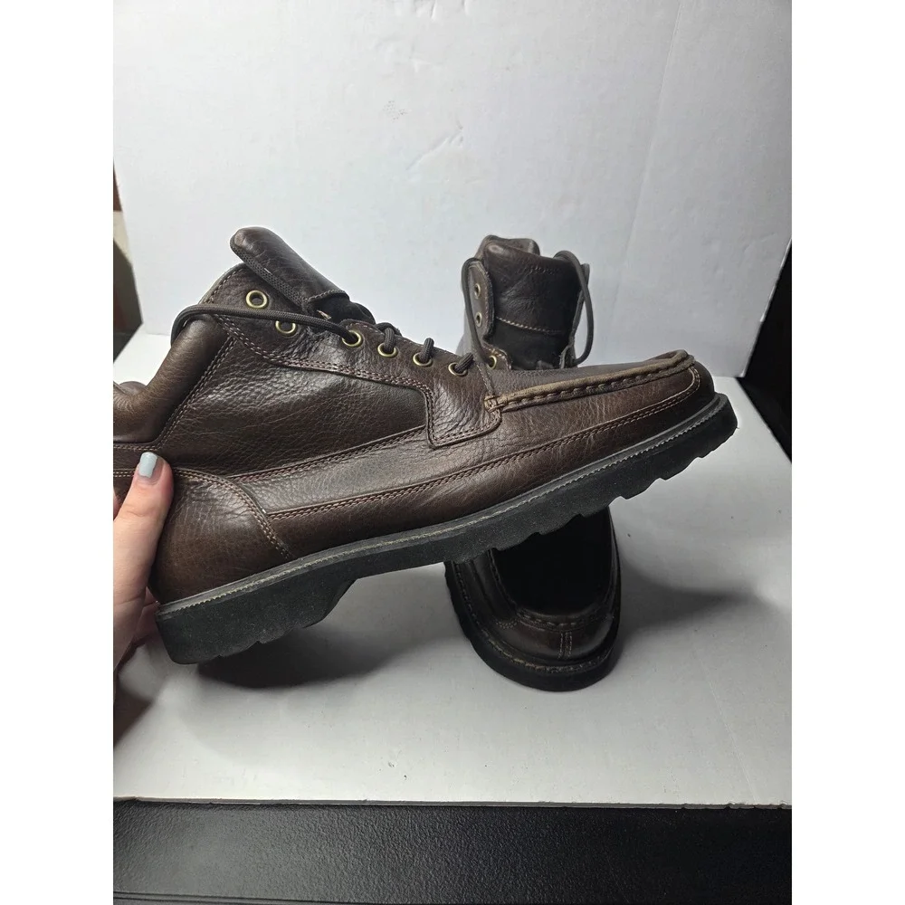 Rockport Mens K57280 Dark Brown Leather Moc Toe Lace Up Ankle Boots‎ Size 11.5 M